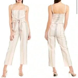 Saylor Anthropologie Joni Blush Gold Aztec One Piece Pants Jumpsuit Romper Small